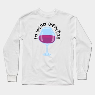 In Vino Veritas print with wineglass Long Sleeve T-Shirt